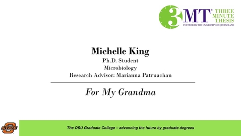 Thumbnail for 2018 3 Minute Thesis Finals: Michelle King