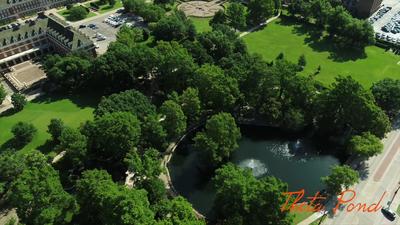 An iconic location at Oklahoma State University, Theta Pond can be found on the corner of Monroe St. and University Ave. The pond offers the perfect setting for students to relax, study and meet with friends.