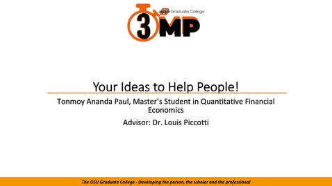 Thumbnail for 2019 Three Minute Paper: Tonmoy Ananda Paul