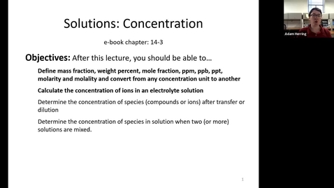 Thumbnail for CHEM 110 - Chapter 14.3 Units of Concentration