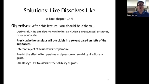 Thumbnail for entry CHEM 110 - Chapter 14.4 Solubility: Like Dissolves Like