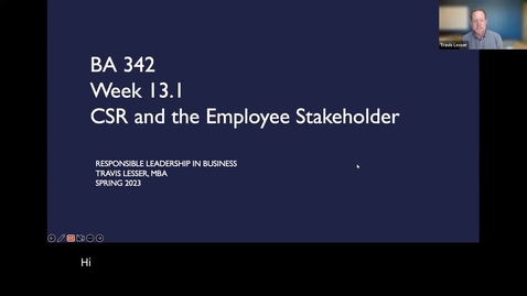 Thumbnail for entry BA 342: Week 13.1 - CSR and the Employee Stakeholder