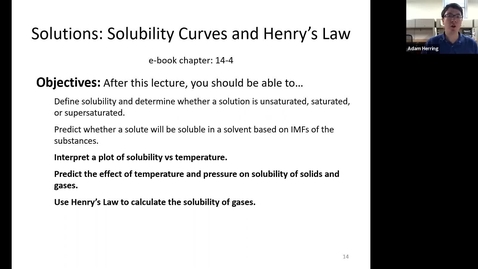 Thumbnail for CHEM 110 - Chapter 14.4 Solubility Curves and Henry's Law