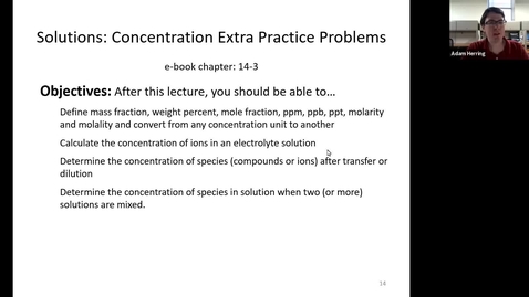 Thumbnail for CHEM 110 - Chapter 14.3 Concentration Extra Practice Problems
