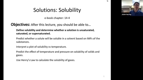 Thumbnail for CHEM 110 - Chapter 14.4 Solubility