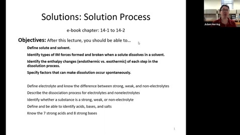 Thumbnail for CHEM 110 - Chapter 14.1 The Solution Process