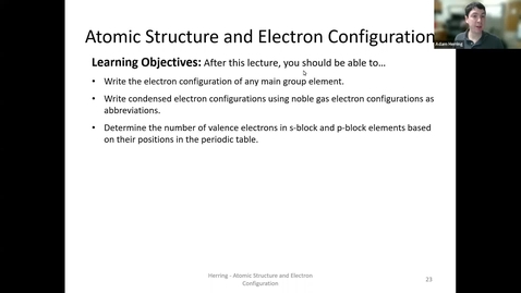 Thumbnail for entry CHEM 130 - Electron Configurations (real)