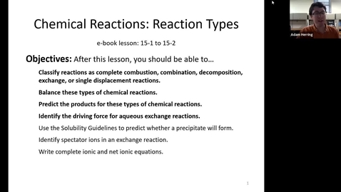 Thumbnail for CHEM 110 - Chapter 15.1 Reaction Types