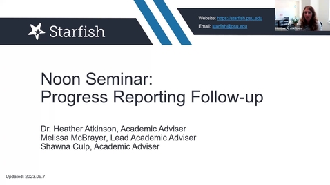 Thumbnail for entry Advising Seminar: Progress Reporting Follow-up
