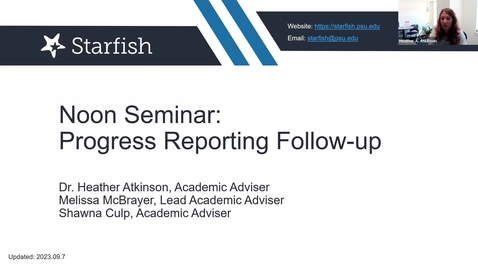 Thumbnail for Advising Seminar: Progress Reporting Follow-up
