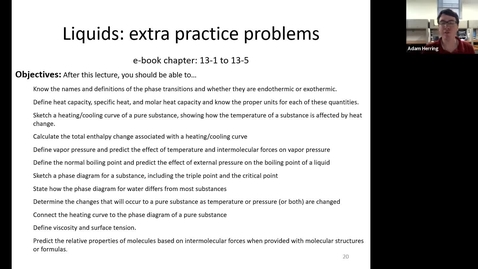 Thumbnail for entry CHEM 110 - Chapter 13 Liquids: Extra Practice Problems