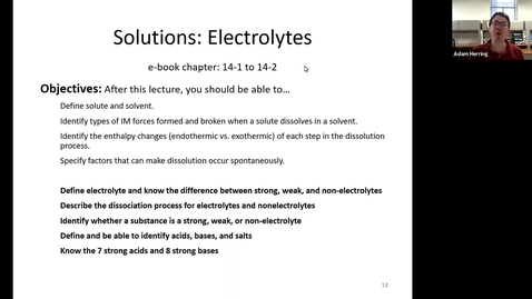 Thumbnail for CHEM 110 - Chapter 14.2 Electrolytes