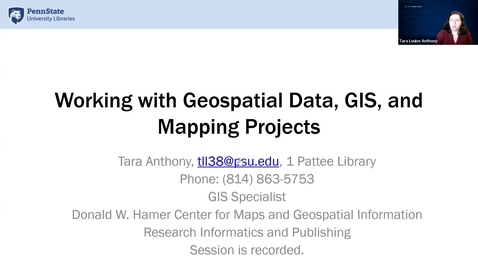 Thumbnail for Geospatial Session: Working with Geospatial Data, GIS, and Mapping Projects