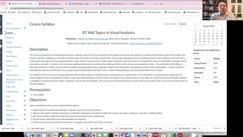 Thumbnail for entry L01b: Syllabus and Expectations (IST 868)