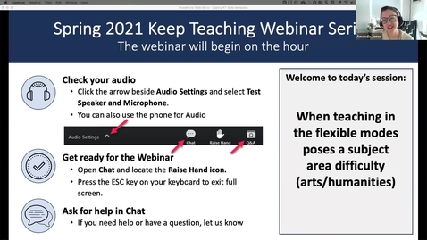 Thumbnail for entry When Teaching in the Flexible Modes Poses a Subject Area Difficulty (Arts/Humanities)