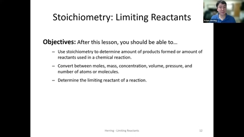 Thumbnail for entry CHEM 130 - Stoichiometry: Limiting Reactants