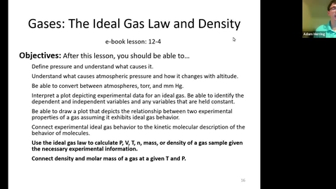 Thumbnail for entry CHEM 110 - Chapter 12.4 Ideal Gas Law and Density