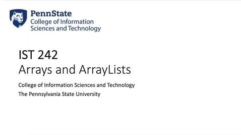 Thumbnail for M01-L02c: Arrays and ArrayLists