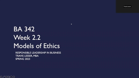 Thumbnail for BA342: Week 2.2 - Models of Managerial Ethics