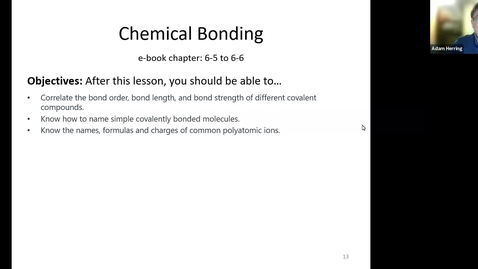 Thumbnail for CHEM 110 - Chapter 6.5-6 Multiple Bonds and Polyatomic Ions (see note for error at 14:33!)