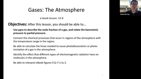Thumbnail for CHEM 110 - Chapter 12.6 Atmosphere Composition and Mole Fraction of Gases