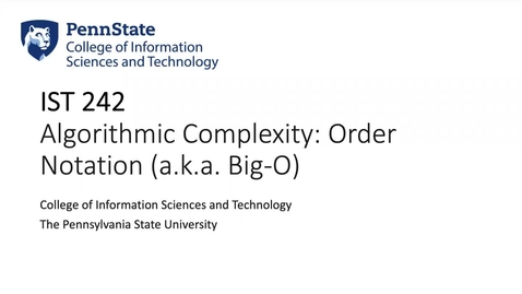 Thumbnail for M09-L01a-Introduction to Algorithmic Complexity and Big-O Notation