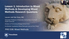 Go to Lesson 1 Module 3: Introduction to Mixed Methods Research and Developing Mixed Methods Research Questions [PHS538] with duration: 20 minutes, 56 seconds