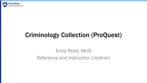 Thumbnail for entry Criminology Collection (ProQuest)