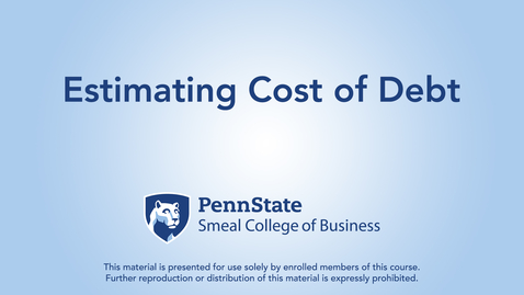 Thumbnail for entry Topic 22 - Section 3 Estimating Cost of Debt