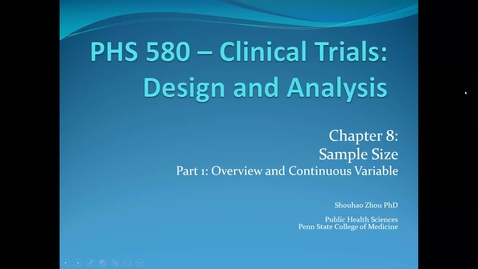 Thumbnail for Lecture 4.2. Sample Size (Part 1) [PHS580]