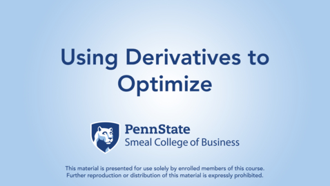 Thumbnail for Using Derivatives to Optimize