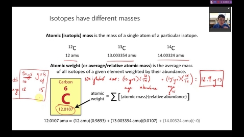 Thumbnail for entry CHEM 110 - Chapter 1.1 Percent Abundance of Isotopes