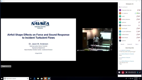 Thumbnail for CAV Seminar - 4/08/19 - Dr. Anderson - [Flow Induced Noise]