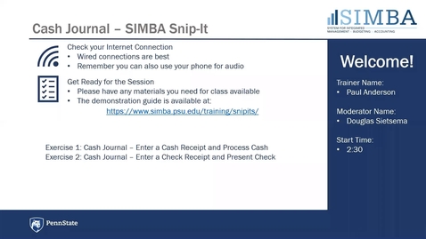 Thumbnail for entry SIMBA Snip-it: Cash Journal Overview
