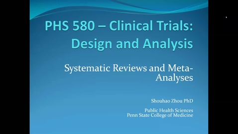 Thumbnail for entry Lecture 12.1. Meta-Analysis (Part 1) [PHS580]