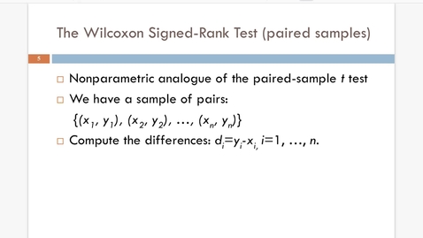 Thumbnail for entry Lesson 5.1. NP test for Paired Samples b