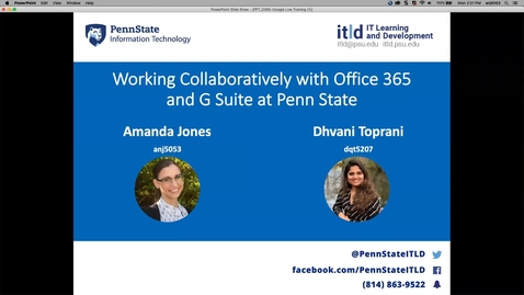 Thumbnail for Working Collaboratively with Office 365 and G Suite at Penn State