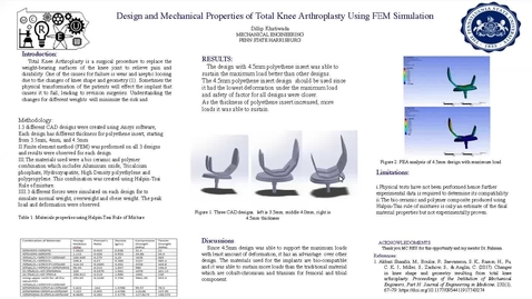 Thumbnail for entry Design and Mechanical Properties of Total Knee Arthroplasty (TKA) using FEM Simulation