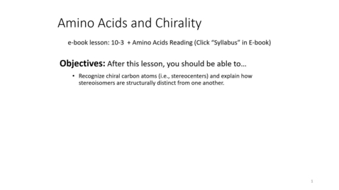 Thumbnail for Chapter 10 - Amino acids and chirality