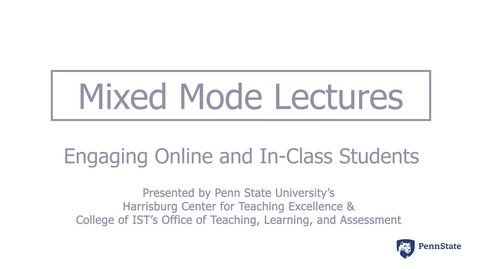 Thumbnail for entry Mixed Mode Lectures