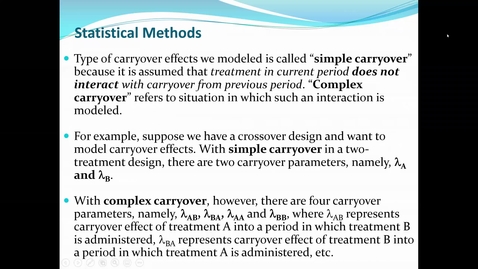 Thumbnail for entry Lecture 11.1. Crossover Designs (Part 6) [PHS580]