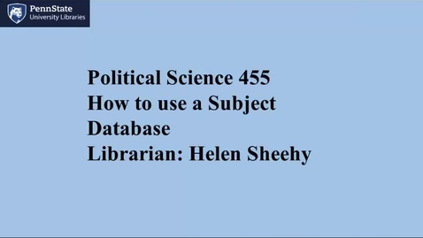 Thumbnail for PLSC455_How_to_Use_a_Subject_Database