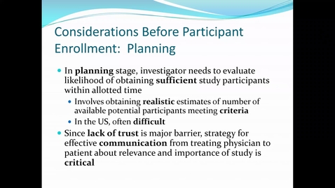 Thumbnail for entry Lecture 5.2. Recruitment of Study Participants (Part 3) [PHS580]