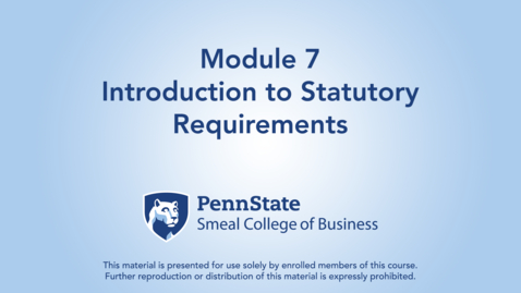 Thumbnail for ACCTG 802 Module 7: Introduction to Statutory Requirements