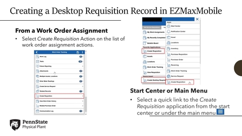 Thumbnail for Distinguishing the Ways to Create a New Desktop Requisition Record in EZMaxMobile