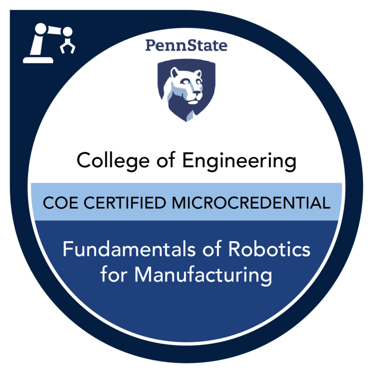Fundamentals of Robotics for Manufacturing badge.