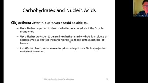 Thumbnail for entry CHEM 130 - Introduction to Carbohydrates