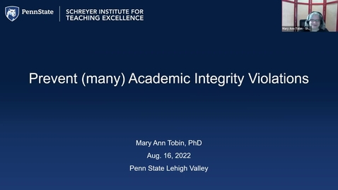 Thumbnail for entry &quot;Prevent (many) Academic Integrity Violations&quot; with Mary Ann Tobin, edited