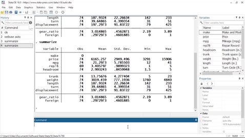 Thumbnail for Tour of the Stata 16 interface