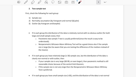 Thumbnail for entry Midterm Review (h) - Choose between parametric and nonparametric tests: two-samples